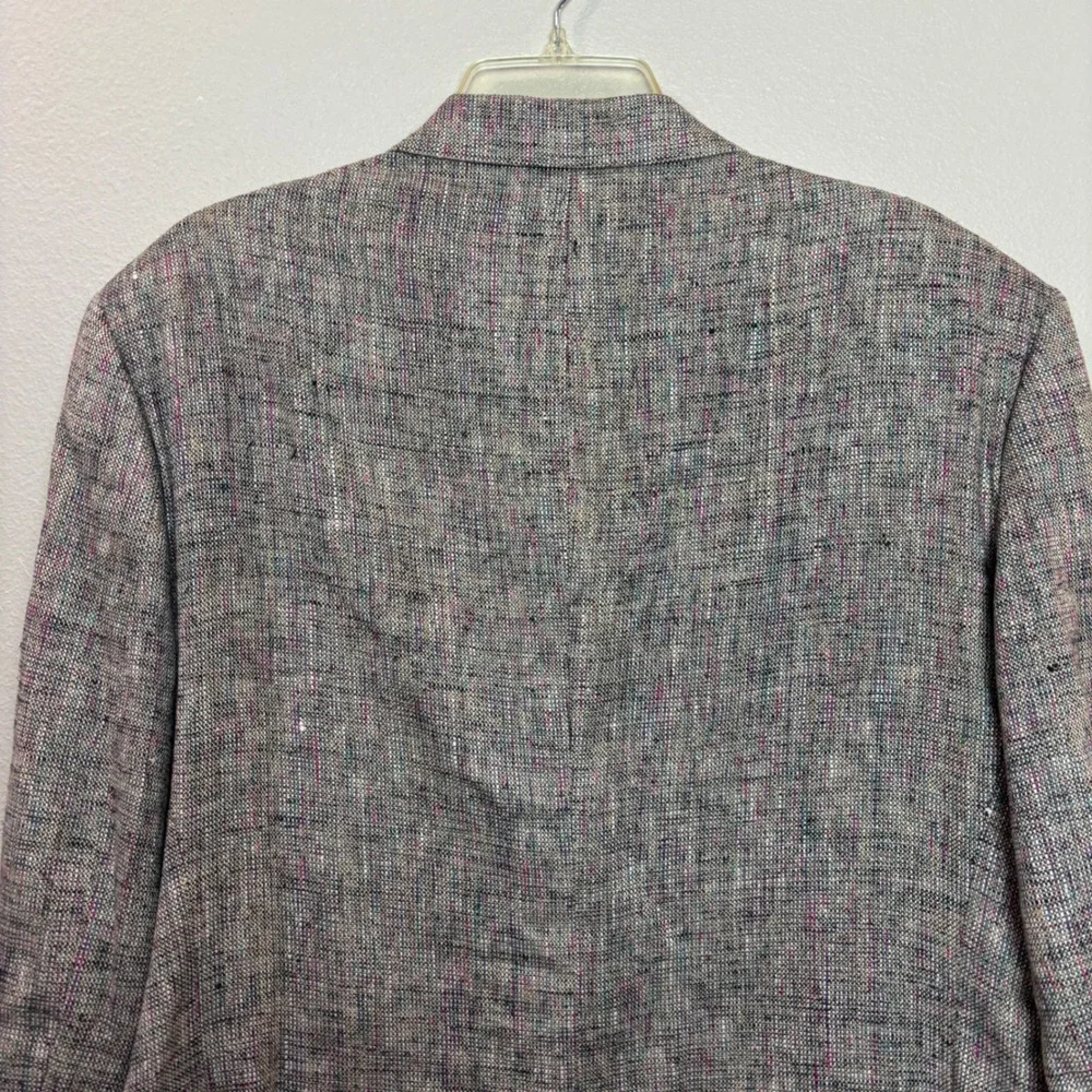 John Weitz Sport Coat Mens 44R Grey Multi 100% Silk Tweed Confetti Blazer Jacket